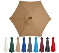 PQPQLI 2.0m/2,70m/3.0m Auvent De Rechange Parasol Extérieur, 6/8 Baleines, Housse Remplacement pour Parasol Droit & Déporté(Khaki,8ribs 10ft/3.0M)