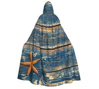 PQruop Ancienne cape à capuche en bois avec imprimé étoile de mer pour Halloween, cape de sorcière, convient pour bal masqué, fête de Noël, costume de cosplay