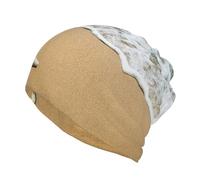 PQruop Beau chapeau tricoté décontracté à double couche imprimé étoile de mer sur la plage sur sable, chapeau d'hiver sans bord, adapté pour la pêche et le jogging., Noir , S