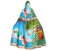 PQruop Cape à capuche avec imprimé cocktails tropicaux, cape de sorcière, convient pour bal masqué, fête de Noël, costume de cosplay
