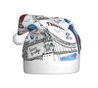 PQruop Chapeau de Noël amusant pour adulte avec imprimé Londres, chapeau d'elfe de Noël, convient pour le Nouvel An