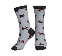 PQruop Chaussettes de sport à tube central en polyester avec imprimé chiens mignons de Noël, adaptées pour le sport et le quotidien, 3 noir, Taille unique