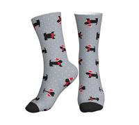 PQruop Chaussettes de sport à tube central en polyester avec imprimé chiens mignons de Noël, adaptées pour le sport et le quotidien, 1 noir, Taille unique