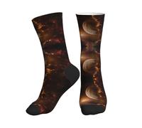 PQruop Chaussettes de sport à tube central en polyester avec imprimé galaxie et planète spatiale - Convient pour le sport et le quotidien - 1 pièce, 2 Noir-2, Taille unique