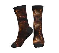 PQruop Chaussettes de sport à tube central en polyester avec imprimé galaxie et planète spatiale - Convient pour le sport et le quotidien - 1 pièce, 3 noir, Taille unique