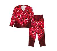 PQruop Pyjama deux pièces imprimé Happy Valentine's Day1 pour femme, pyjama boutonné à manches longues avec poches, pyjama décontracté., Noir , XL