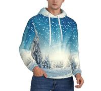 PQruop Snow Wonderland Pin Tree Christmas Print Sweat à capuche en polaire pour homme avec cordon de serrage, un pull chaud à capuche., Noir , M