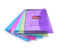 Pqt de 5 Pochettes Porte-Document à Pression A4 Couleurs Vives Assorties Transparent Assorti G