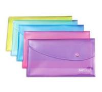 Rapesco Pochettes porte-documents A5 transparentes, couleurs vives, rabat à pression - Lot de 5