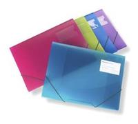 Pqt de 5 Porte-Documents A4 à 3 rabats Couleurs Vives Transparentes G