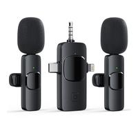 PQV Micro Cravate sans Fil pour iPhone/Android/Caméra, USB C, 3 en 1 Microphone de Lavalier sans Fil pour Enregistrement Vidéo, Vlog, TikTok, Youtube, Interviews