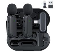 PQV Micro Cravate sans Fil pour iPhone/Android/USB C avec Étui de Chargement Microphone de Lavalier sans Fil pour Enregistrement Vidéo, Vlog, TikTok, Youtube, Interviews