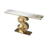 PQXQZ Console Moderne avec Plateau en Pierre Table D'entréE étroite et Longue Tables D'appoint Contemporaines pour Salon Entrée et Couloir(Gold,80x30x80cm)