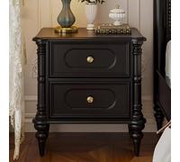 PQXQZ Table de Chevet en Bois Massif avec 2 Tiroirs de Rangement Table de Chevet Vintage pour Chambre Dressing Ou Entrée(Black)