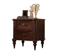 PQXQZ Table de Chevet en Bois Massif avec 2 Tiroirs de Rangement Table de Chevet Vintage pour Chambre Dressing Ou Entrée(Brown)