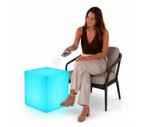 PQXQZ Tabouret Cube Lumineux LED, Siège Lumineux avec Télécommande, Rechargeable, Rvb, 16 Couleurs, Polyéthylène PE étanche, Décoration de Fête(43cm/16.9in)