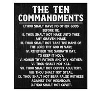 PQYSMVVG Christian Ten Commandments and Bible Verses Poster Inspirational Wall-Art Rustic Scripture Decor(Framed,08x12inch(20x30cm))