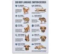 PQYSMVVG Dog Body Language Poster Canine Emotion Decoder Behavior Guide Wall-Art Canvas Print for Living Room Bedroom Decor(Unframed,16x24inch(40x60cm))