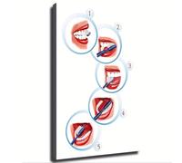 PQYSMVVG How to Brush Your Teeth Step by Step Wall-Art Canvas Print for Bathroom Bedroom(Framed,12x18inch(30x45cm))