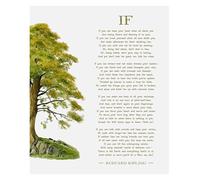 PQYSMVVG Poetry Wall-Art Print Rudyard Kipling If Poem with Tree Illustration for Home Decor(Framed,08x12inch(20x30cm))