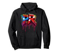 PR Street Art Drip Effect Porto Rico Patriotic Flag Cool Sweat à Capuche