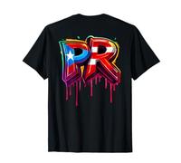 PR Street Art Drip Effect Porto Rico Patriotic Flag Cool T-Shirt