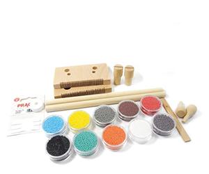 Pracht Creatives Hobby 3331-11 Cadre de tissage de perles en bois pour enfiler des perles et tisser, démonté, avec perles (rocailles), fil de nylon, aiguille et mode d'emploi