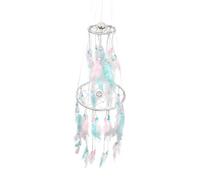 Pracht Creatives Hobby 5980-15525 Kit de bricolage attrape-rêves en rose-turquoise-blanc avec 2 anneaux, longueur totale env. 75 cm, mobile pouvant servir de décoration murale