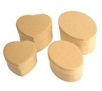 Pracht Creatives Hobby 7648-02541 Set de boîtes en Carton Kraft, 4 boîtes Cadeaux, 2 x cœur et 2 x Ovale, avec Couvercle pour décorer, Conserver et Offrir