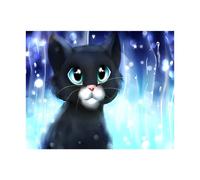 Pracht Creatives Hobby Diamond Painting Set, Tableau avec Motif Chat Noir et Accessoires, Set de Bricolage pour Peindre avec des Pierres Scintillantes, pour Enfants à partir de 5 Ans