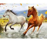 Pracht Creatives Hobby Diamond Painting Set, Tableau avec Motif Chevaux au Galop et Accessoires, Set de Bricolage pour Peindre avec des Pierres Scintillantes pour Les Enfants à partir de 5 Ans