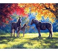 Pracht Creatives Hobby Diamond Painting Set, Tableau avec Motif Chevaux en Automne et Accessoires, Set de Bricolage pour Peindre avec des Pierres Brillantes pour Les Enfants à partir de 5 Ans