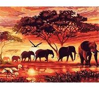 Pracht Creatives Hobby Diamond Painting Set, Tableau avec Motif éléphants dans la Savane et Accessoires, Set de Bricolage pour Peindre avec des Pierres Brillantes pour Enfants à partir de 5 Ans