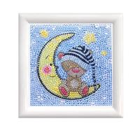 Pracht Creatives Hobby Diamond Painting Set, Tableau avec Motif Lune avec Ourson et Accessoires, Set de Bricolage pour Peindre avec des Pierres Scintillantes, pour Enfants à partir de 5 Ans