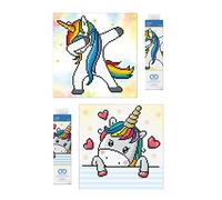 Pracht Creatives Hobby Dotz 69506 Kit de peinture diamant pour enfants et adultes avec motifs Uni Dab et U Baby, env. 31 x 10 cm Grand kit cadeau et bricolage Multicolore