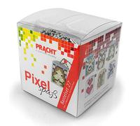 Pracht Creatives Hobby Pixel P90065-63501 Kit de bricolage amusant 27 pour enfants, système d'assemblage simple avec des petites pierres en bioplastique pour créer 6 porte-clés (médaillons)