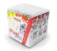 Pracht Creatives Hobby Pixel P90075-63501 Kit de bricolage amusant 37 pour enfants, système d'assemblage simple avec des petites pierres en bioplastique pour créer 6 porte-clés (médaillons)