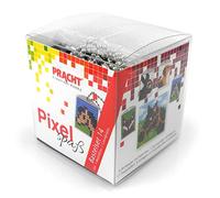 Pracht Creatives Hobby Pixel P90034-63501 Kit de bricolage amusant 14 pour enfants, système d'assemblage simple avec des petites pierres en bioplastique pour créer 4 porte-clés (médaillons)