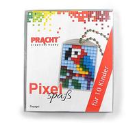 Pracht Creatives Hobby Pracht Creatives Hobby Pixel P90058-07501 Kit de bricolage amusant perroquet pour enfants avec 10 médaillons à pixelliser, système d'assemblage simple sans repassage ni collage