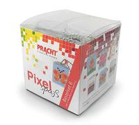 Pracht Creatives Hobby Pracht Pixel P90013-63501 Kit de bricolage amusant 6 pour enfants, système d'assemblage simple avec des petites pierres en bioplastique pour créer 6 porte-clés (médaillons)
