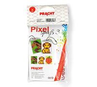 Pracht Creatives Hobby Pracht Pixel P90022-00505 Kit de bricolage amusant 3 pour enfants, système d'assemblage simple avec des petites pierres en bioplastique pour créer 2 porte-clés (médaillons)