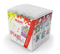 Pracht Creatives Hobby Pracht Pixel P90071-63501 Kit de bricolage amusant 33 pour enfants, système d'assemblage simple avec des petites pierres en bioplastique pour créer 6 porte-clés (médaillons)