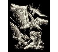 Pracht Creatives Hobby Royal & Langnickel - Image à gratter Dinosaure Volant, Glow in The Dark, Images à gratter pour Enfants et Adultes, avec Crayon à gratter et modèle