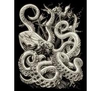 Pracht Creatives Hobby Royal & Langnickel - Image à gratter Pieuvre, Glow in The Dark, Images à gratter pour Enfants et Adultes, avec Crayon à gratter et modèle