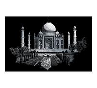 Pracht Creatives Hobby Royal & Langnickel - Image à gratter Taj Mahal, Argent, Images à gratter pour Enfants et Adultes, avec Stylo à gratter et modèle
