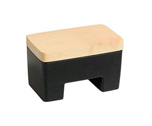 Practic Bable Beurrier 6,5 x 10 x 10 cm avec couvercle et système de refroidissement à eau 100 % polypropylène, couvercle en bois de hêtre, sans BPA