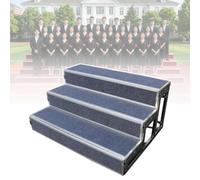 Practicable De Chœur 3 Marches, Escalier Scène Portable Anti-Glisse | Doubles Barres Support, Plateforme Élégante for Écoles, Chorales Et Événements(Gray 2)