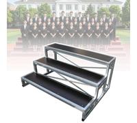 Practicable De Chœur 3 Marches, Escalier Scène Portable Anti-Glisse | Doubles Barres Support, Plateforme Élégante for Écoles, Chorales Et Événements(Black 1)