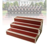 Practicable De Chœur 3 Marches, Escalier Scène Portable Anti-Glisse | Doubles Barres Support, Plateforme Élégante for Écoles, Chorales Et Événements(Red2)
