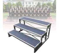 Practicable De Chœur 3 Marches, Escalier Scène Portable Anti-Glisse | Doubles Barres Support, Plateforme Élégante for Écoles, Chorales Et Événements(Gray 1)